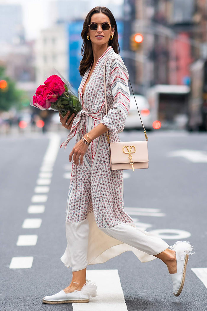 Alessandra Ambrosio wearing espadrilles